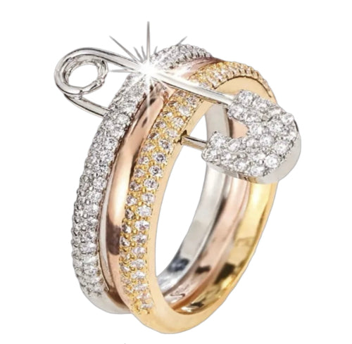Tri Color Safety Pin Ring