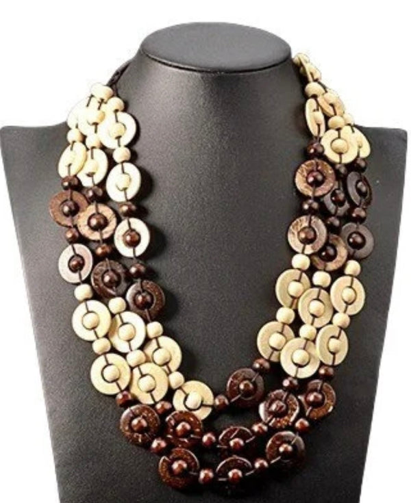 Three Layer Wood Necklace