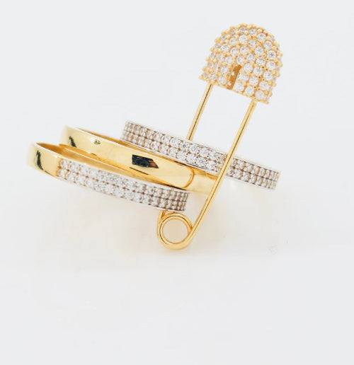 Gold Safety Pin Ring