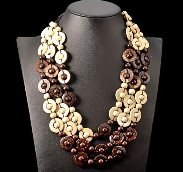 Three Layer Wood Necklace