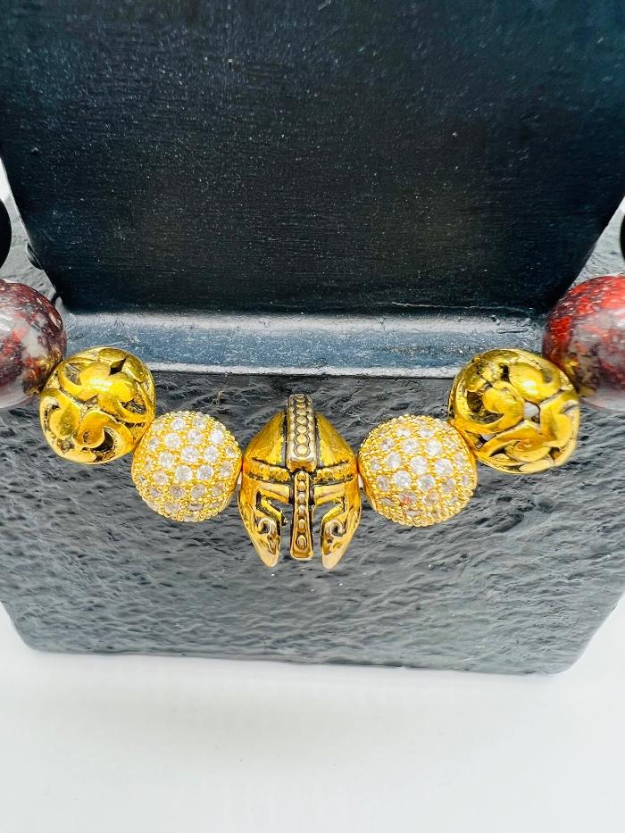 Marble Red w/Gold Rhinestones