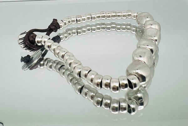Silver Nugget & Bead Bracelet