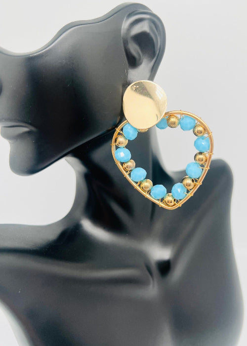 Stud Heart & Oval Earrings