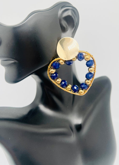 Stud Heart & Oval Earrings