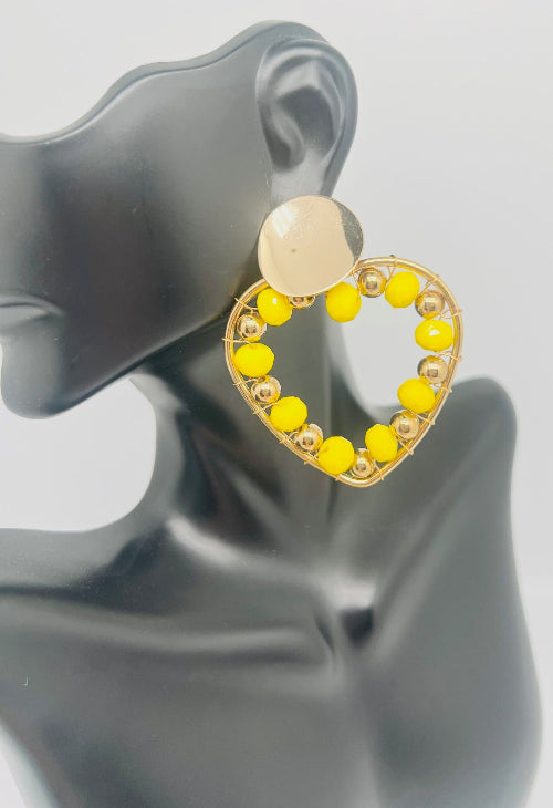 Stud Heart & Oval Earrings