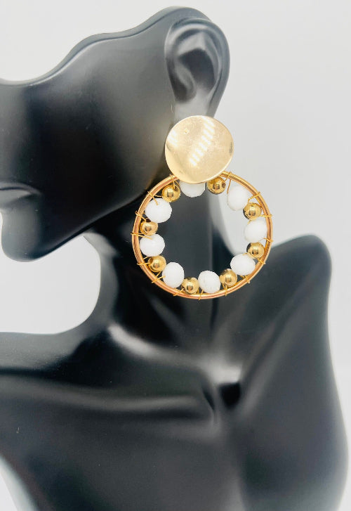 Stud Heart & Oval Earrings
