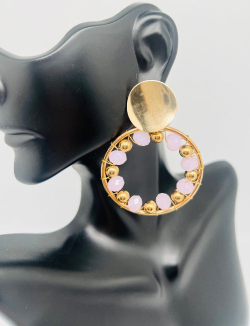 Stud Heart & Oval Earrings