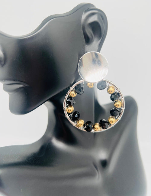 Stud Heart & Oval Earrings