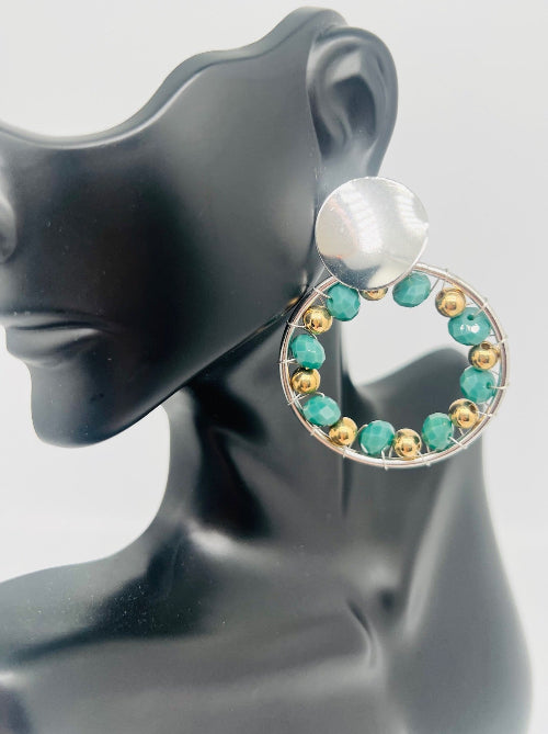 Stud Heart & Oval Earrings