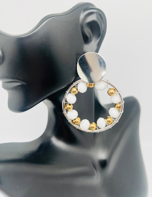 Stud Heart & Oval Earrings