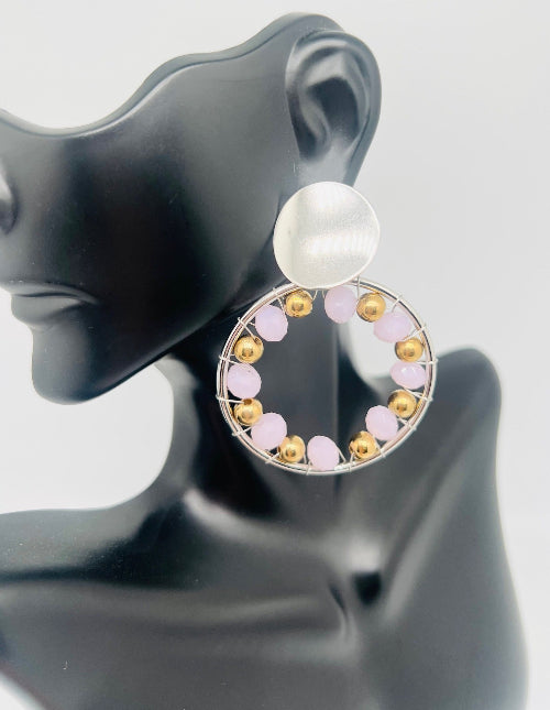 Stud Heart & Oval Earrings