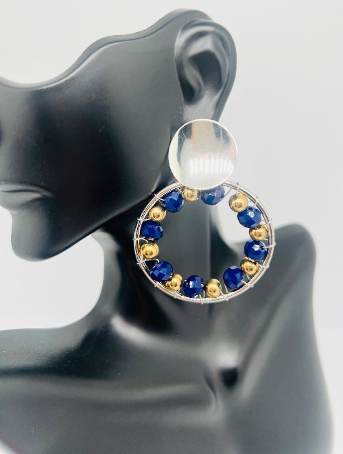 Stud Heart & Oval Earrings