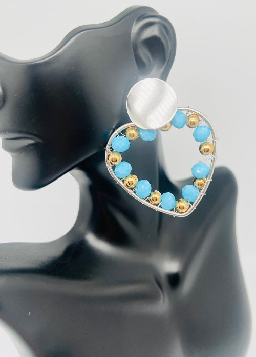 Stud Heart & Oval Earrings