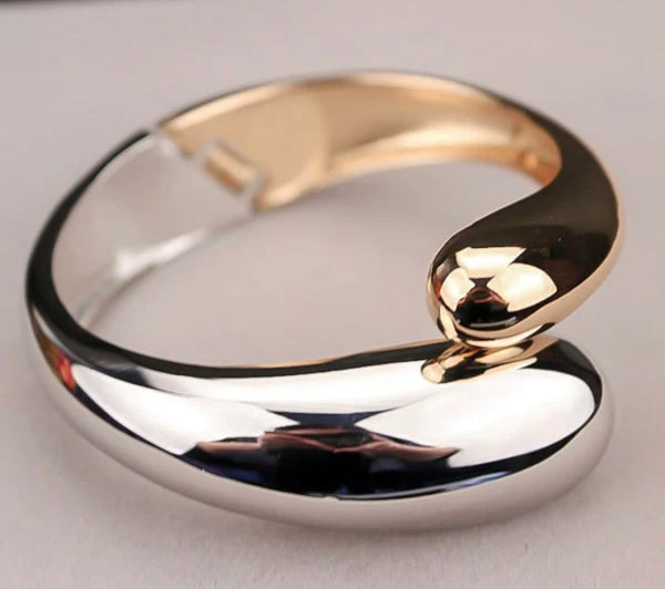 Two Tone Open Bangle Bracelet