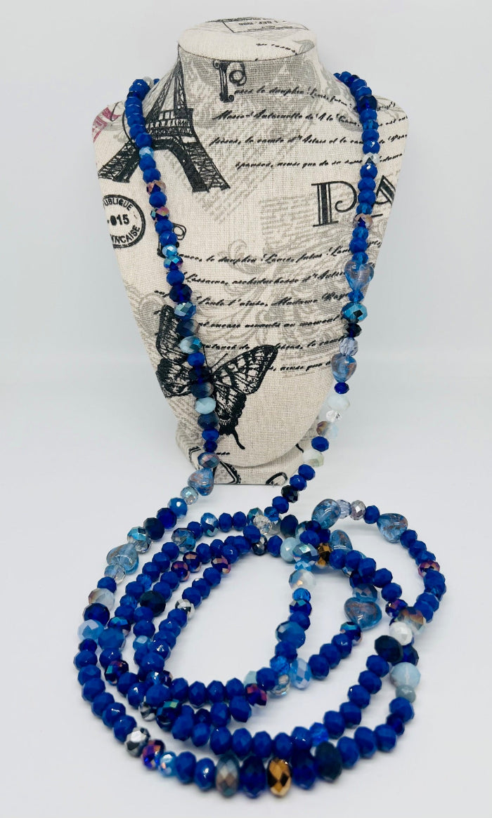 Blue Mixed Long Necklace