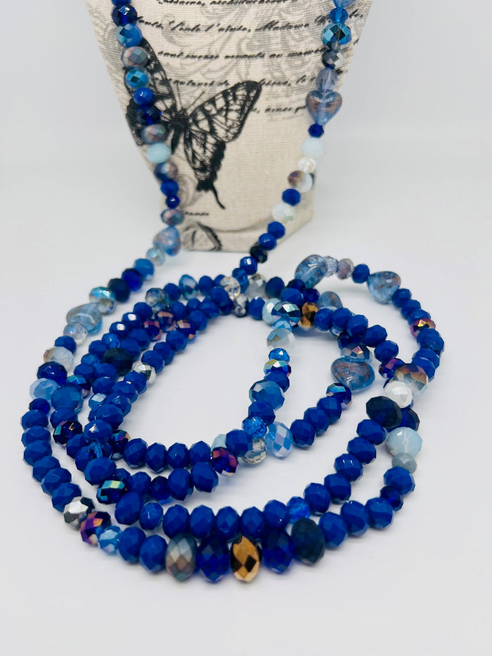 Blue Mixed Long Necklace