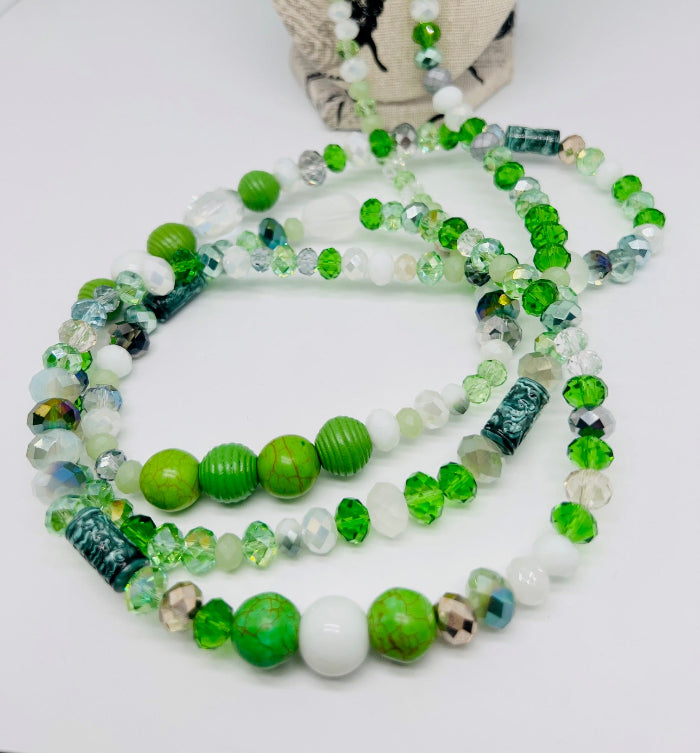 Green Mixed Long Necklace