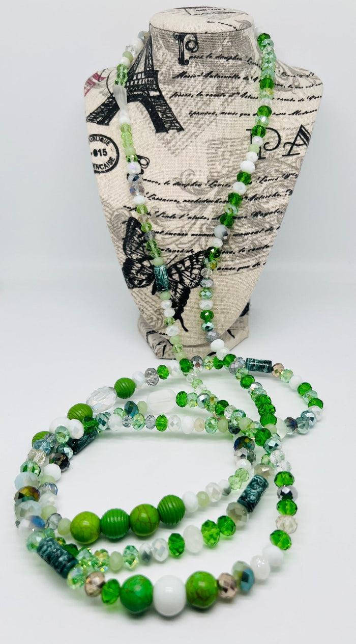 Green Mixed Long Necklace