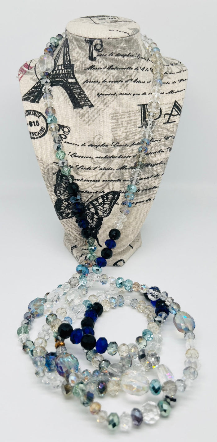 Clear Mixed Clear Long Necklace