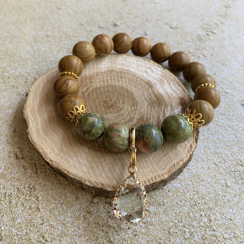 Olive Crystal Stretch Bracelet