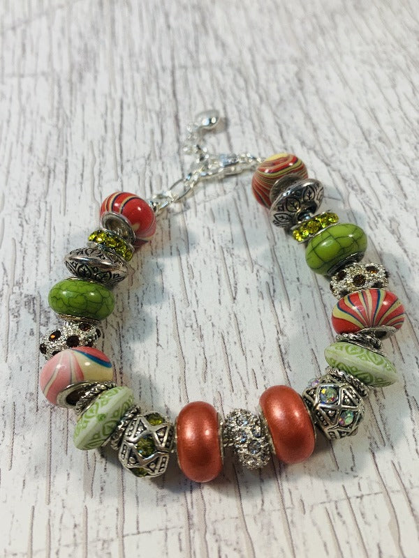 Lime Green Crimson Swirl