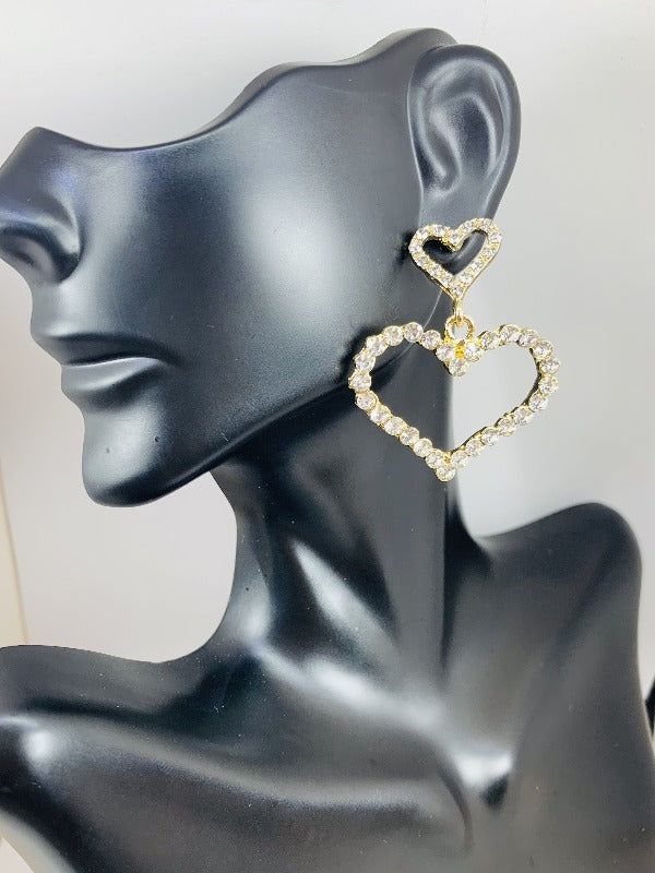 Rhinestone Heart Earrings