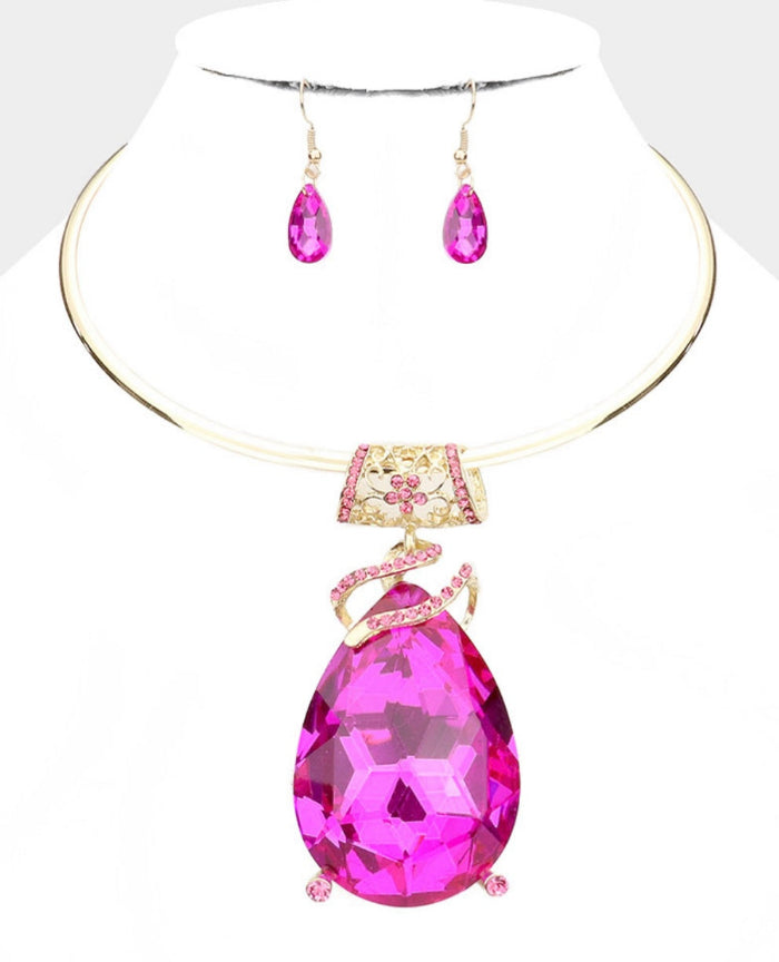 Oversize Teardrop Choker Necklace