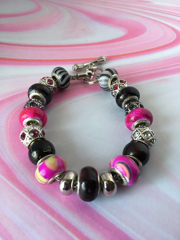 Pink Black European Bracelet