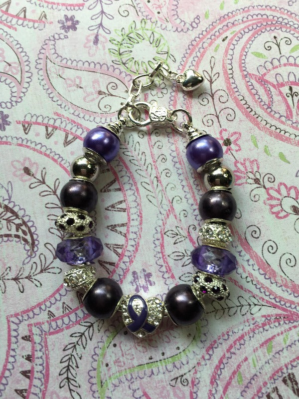 Purple Ribbon European Bracelet