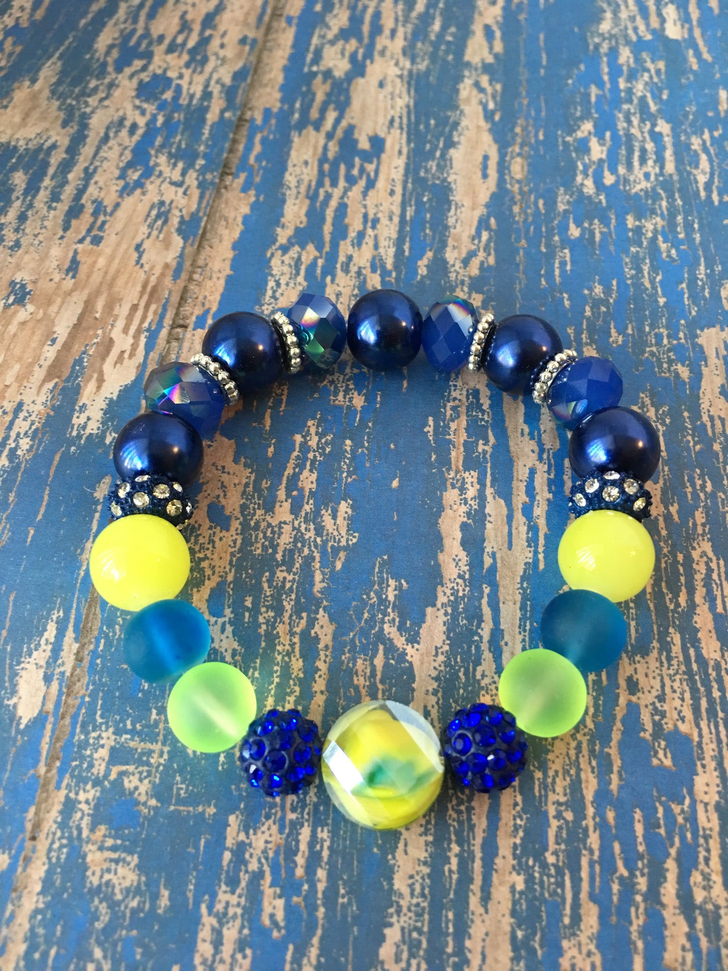 Yellow Blue Stretch Bracelet