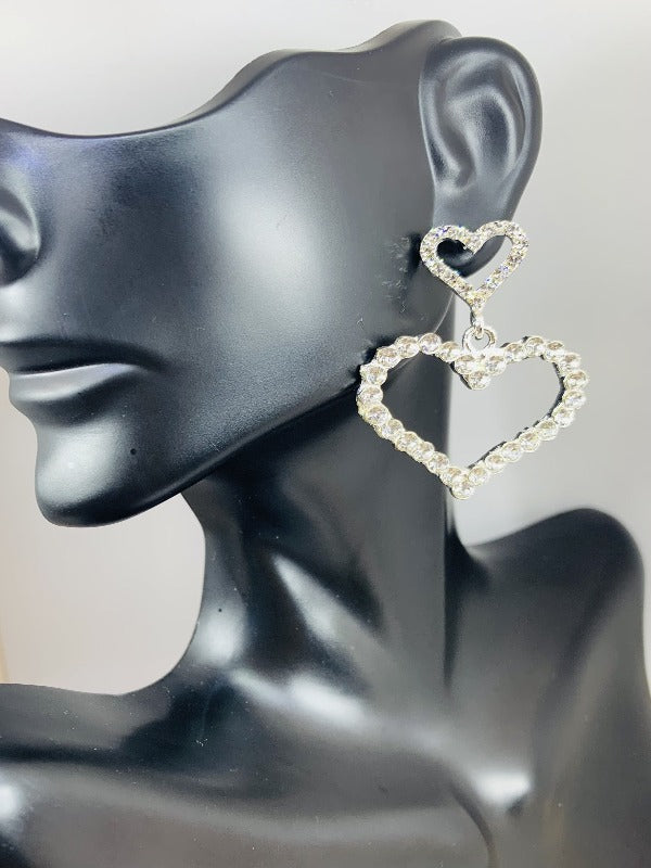 Rhinestone Heart Earrings