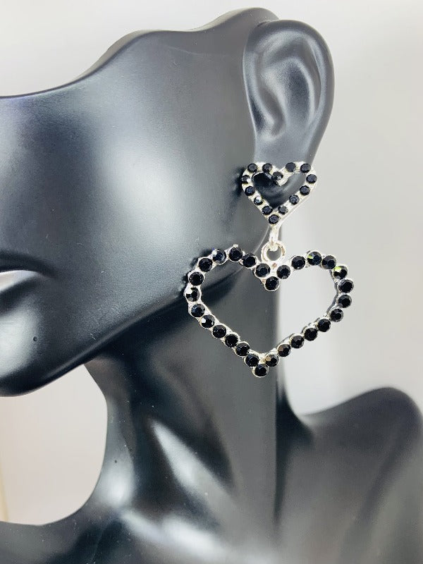 Rhinestone Heart Earrings