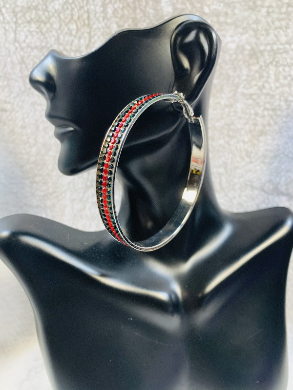 Red Green Loop Earrings