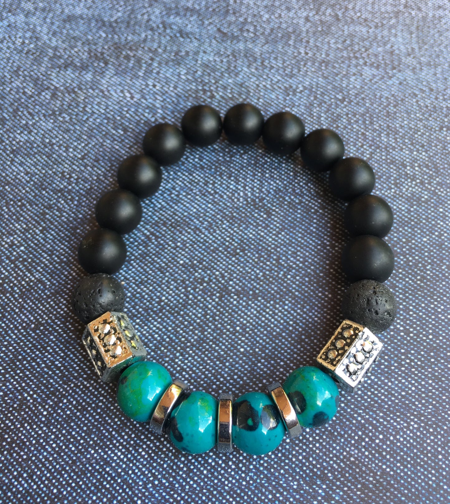 TEAL BLACK MATTE BRACELET