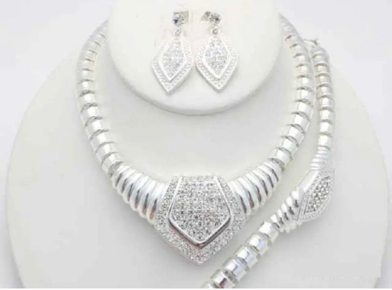 Rhinestone Pave Necklace Set