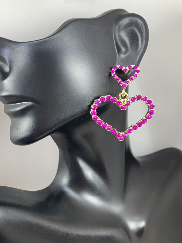 Rhinestone Heart Earrings