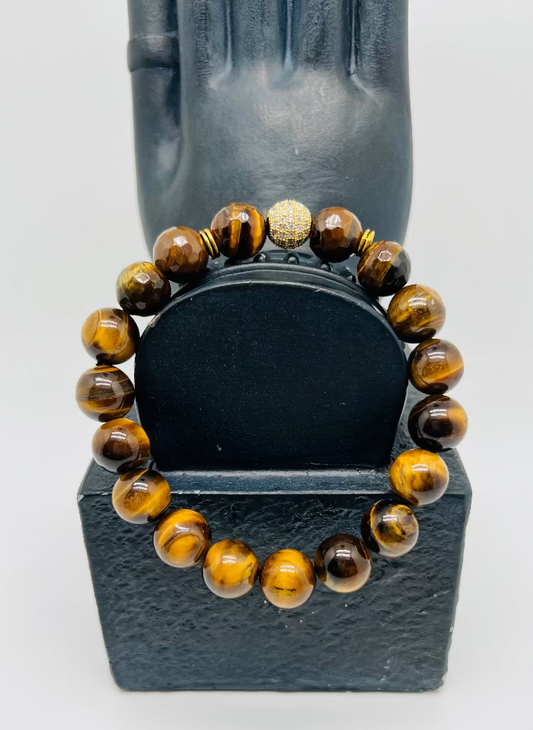 Gold Rhinestone Tigers Eye