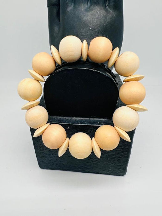 Chunky Ivory Disk Wooden Bracelet