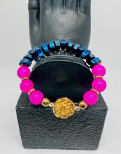 Load image into Gallery viewer, Gold Nugget w/ Blue &amp; Pink