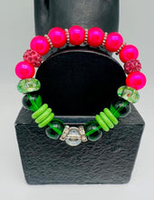 Load image into Gallery viewer, Green &amp; Pink Rhinestone