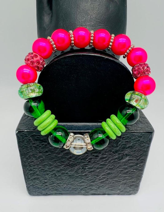 Green & Pink Rhinestone