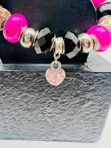 Pink and Silver Rhinestone Heart