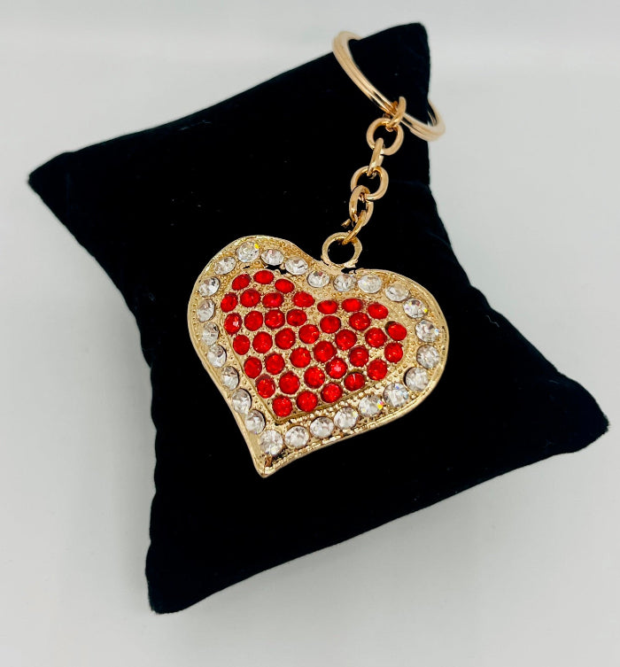 Bling Rhinestone Heart Keyring