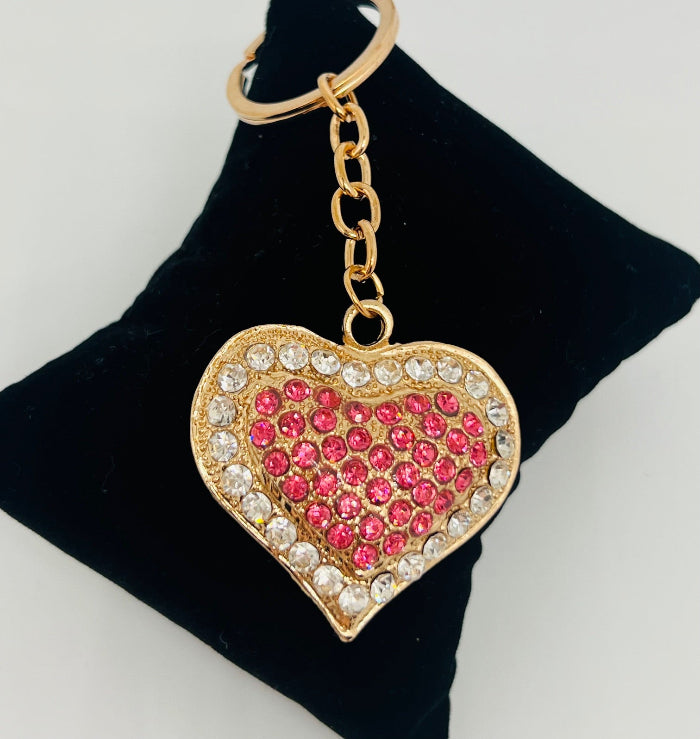 Bling Rhinestone Heart Keyring