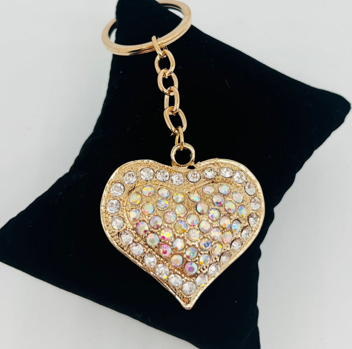 Bling Rhinestone Heart Keyring