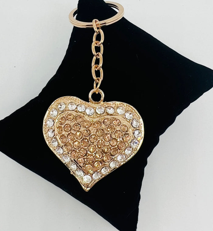 Bling Rhinestone Heart Keyring