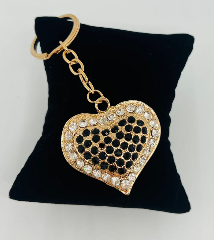 Bling Rhinestone Heart Keyring