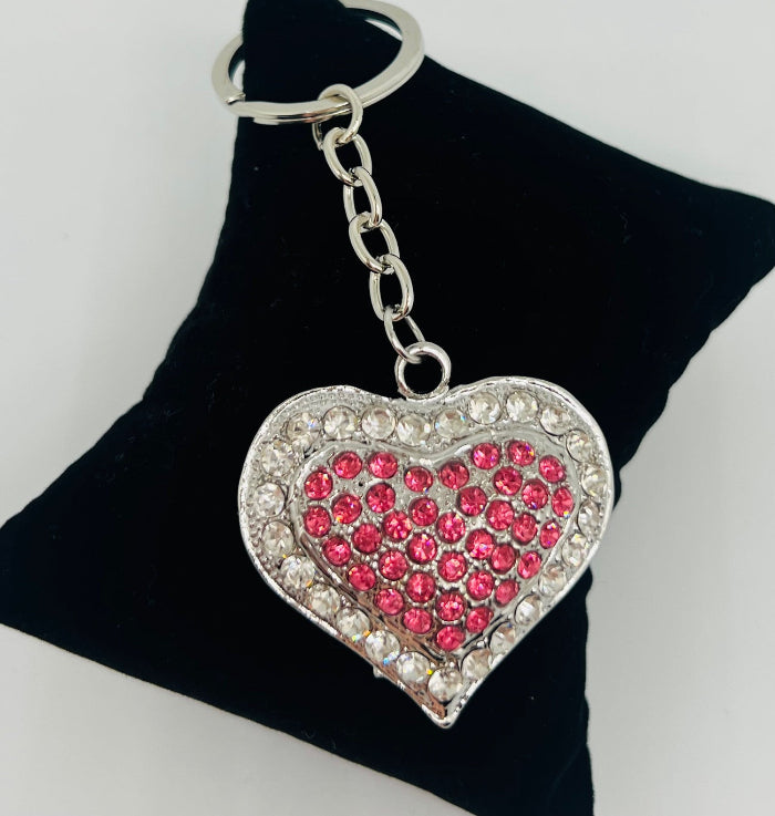 Bling Rhinestone Heart Keyring