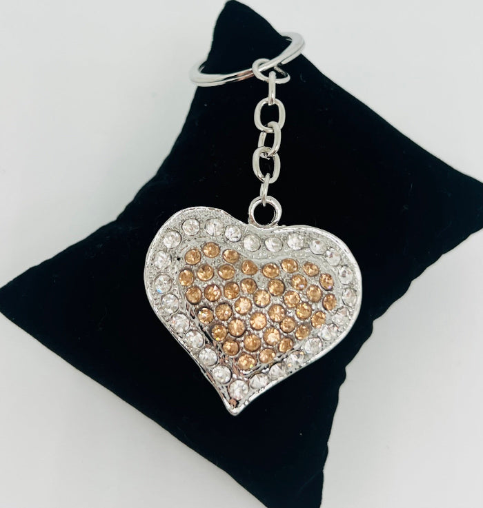 Bling Rhinestone Heart Keyring