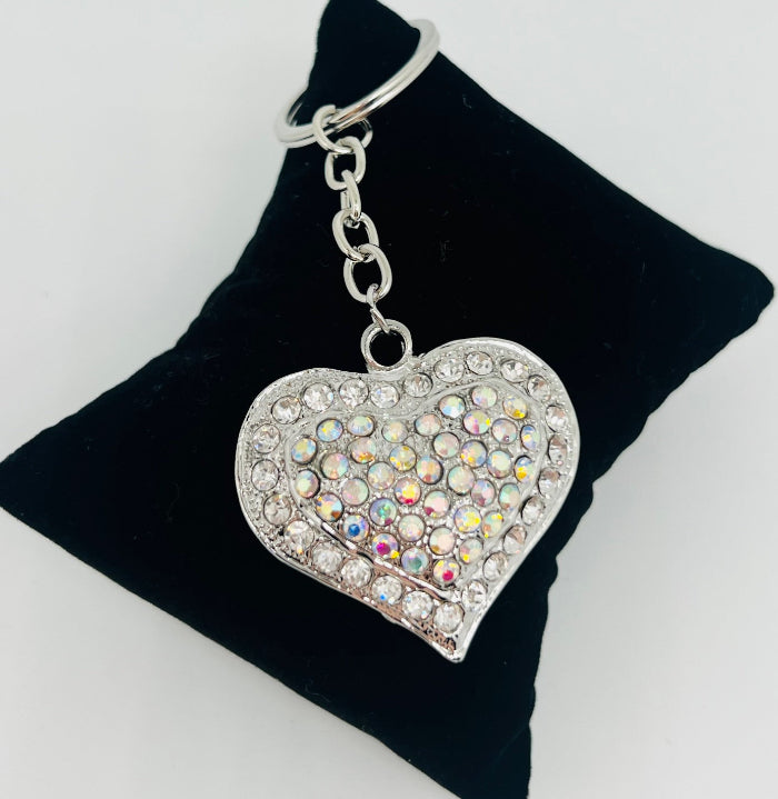 Bling Rhinestone Heart Keyring